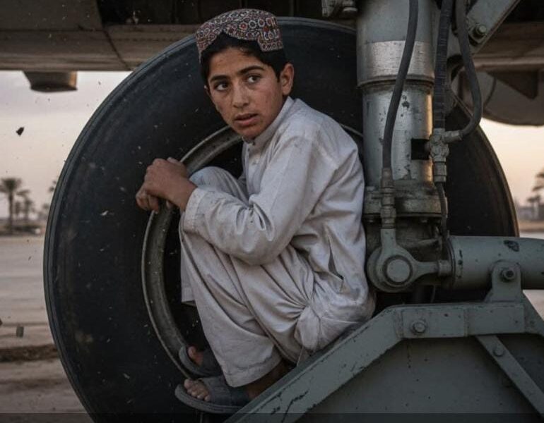 काबुल से दिल्ली विमान पहिए बच्चा