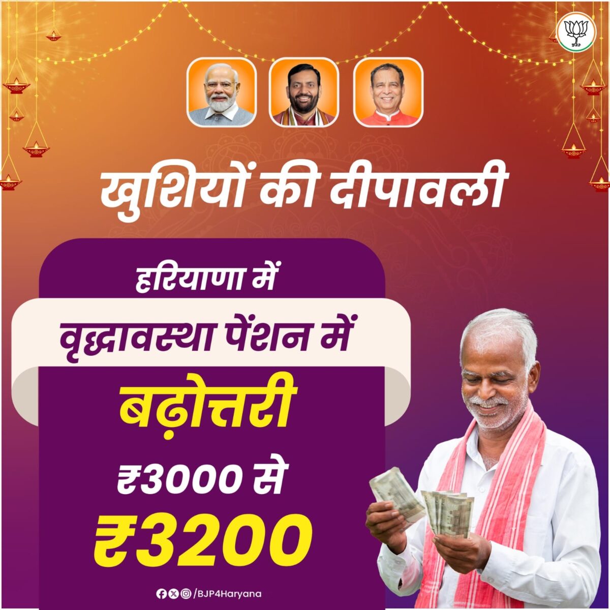 Haryana government increases pension for elderly