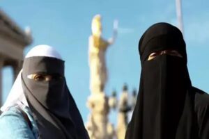 Wearing a burqa