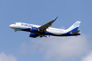 An Indigo Airbus 320 NEO takes off from Denpasar Bali Ngurah