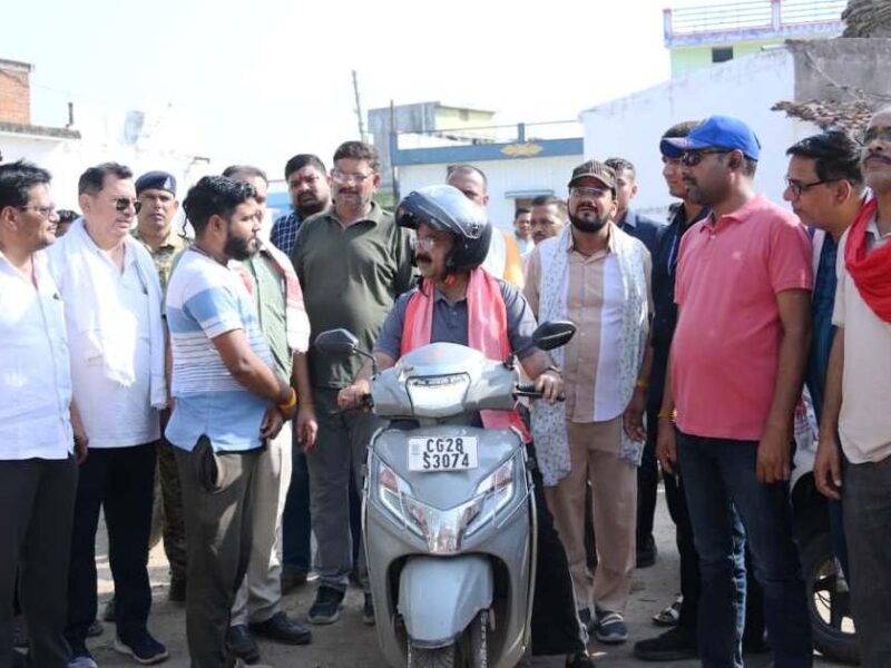 Chhattisgarh Deputy Chief Minister on Scooty
