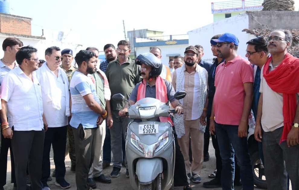 Chhattisgarh Deputy Chief Minister on Scooty