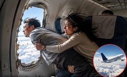 Flight Incident: Window of a flying plane breaks...! Elderly passenger pulled towards the outside... wife and fellow passengers save his life.