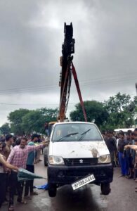 Floods Car falls into river