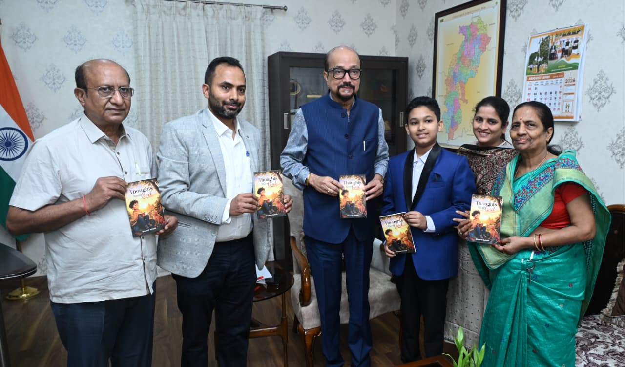 Thoughts About God: 2 year old Divyansh wrote 'Thoughts About God'...! Governor Ramen Deka released