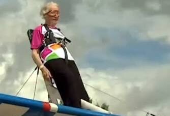 performs astonishing aerial stunt