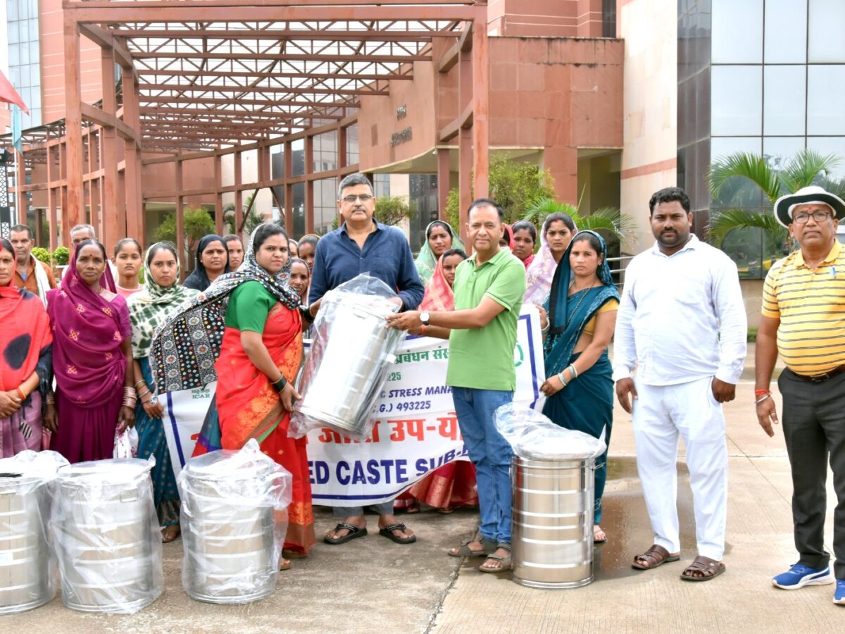 Storage of Agricultural Produce: ICAR-NIBSM distributed storage bins to farmers in Beltukri.