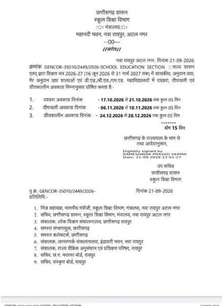 CG School Holidays: Big news for school children...! When are the Diwali and winter holidays following Dussehra? Check the full list.